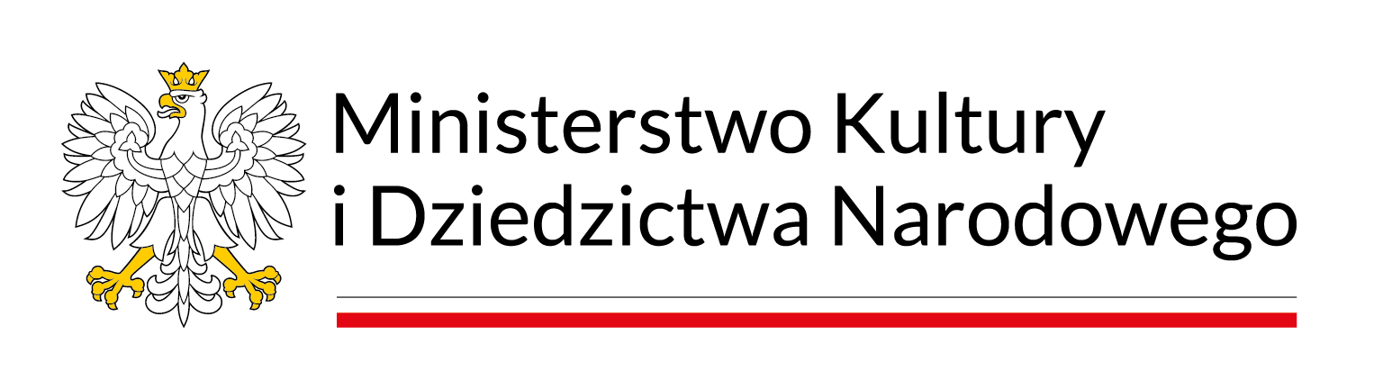 logo MKiDN postać orła białego ze złotą koroną, flaga Rzeczpospolitej Polski oraz napis Ministerstwo Kultury i Dziedzictwa Narodowego