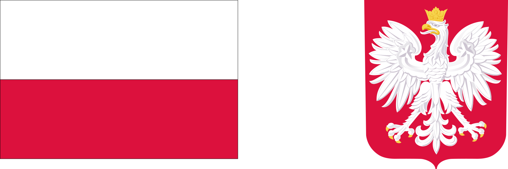 Obraz przedstawia flagę Polski oraz herb Polski