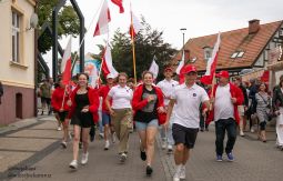 Parada Mistrzostw Europy, ludzie z flagami maszerują ulicą